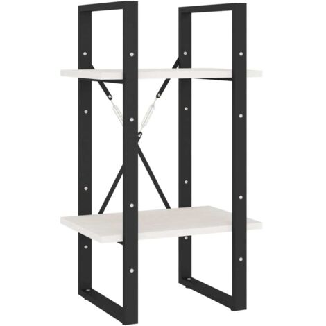 Bibliothèque Armoire à livres à 2 niveaux Blanc 40x30x70 cm Bois de pin massif (1/5)