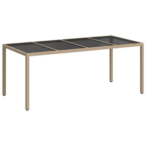 Table d'extérieur en résine tressée beige pour grande terrasse
