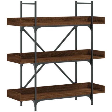 Bibliothèque Armoire à livres à 3 niveaux chêne marron 100x33x108,5 cm (1/5)