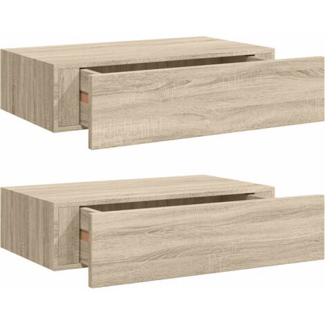 Étagères à tiroirs murales 2 pcs Étagères flottantes chêne 40x23,5x10 cm MDF (1/5)