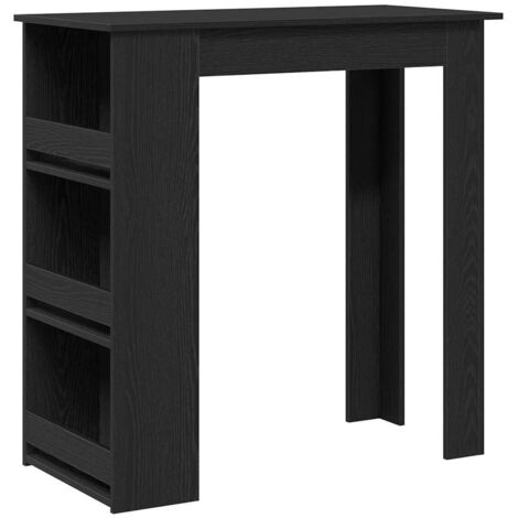 Table de bar avec étagère de rangement chêne noir