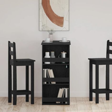 Table de bar avec étagère de rangement chêne noir