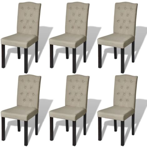 Lot de 6 Chaises à manger,Chaises de salle à manger poil de chameau tissu HH55339 (1/5)
