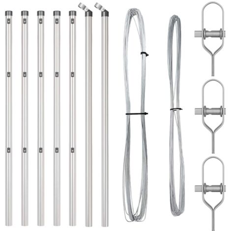Poteau de clôture. 7 pcs Argenté Acier (1/5)