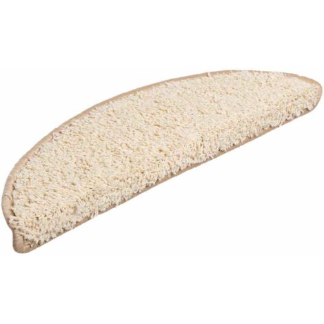 Tapis d'escalier 20 pièces 56 x 17 x 3 cm Crème Demi-rond (1/5)