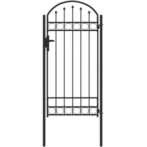 Porte de ClĂ´ture Assen Gris 100 x 195 cm Acier enduit de poudre (1/5)