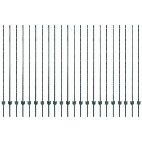 Poteau de clôture. 22 pcs Vert 200 cm Acier (1/5)