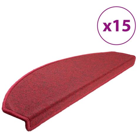 Tapis d'escalier 15 pièces 65 x 24 x 4 cm Rouge Demi-rond Grand (1/5)
