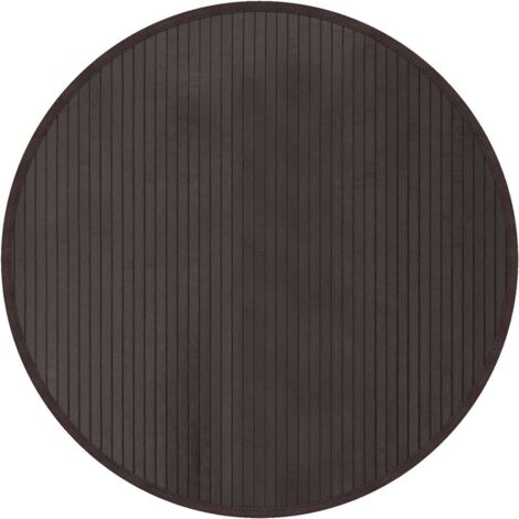 Tapis rond marron foncé 80 cm bambou (1/5)