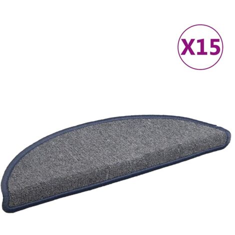 Tapis d'escalier 15 pièces 56 x 17 x 3 cm Gris clair et bleu Demi-rond (1/5)