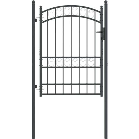 Porte de ClĂ´ture Emmen Gris 170 x 100 cm Acier peint par poudre (1/5)