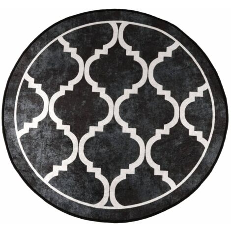Tapis lavable noir et blanc Ø 120 cm (1/5)