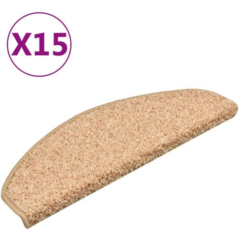Tapis d'escalier 15 pièces 65 x 21 x 4 cm Doré Demi-rond Grand (1/5)