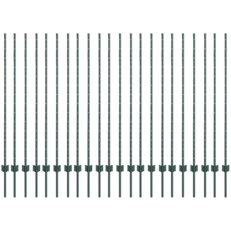Poteau de clôture. 22 pcs Vert 180 cm Acier (1/5)