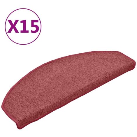 Tapis d'escalier 15 pièces 65 x 24 x 4 cm Bordeaux Demi-rond Grand (1/5)