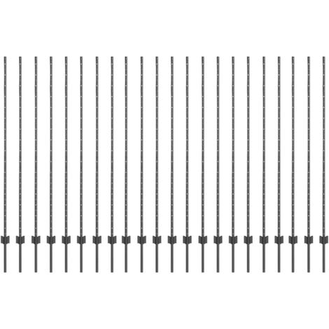 Poteau de clôture. 22 pcs Gris 200 cm Acier (1/5)
