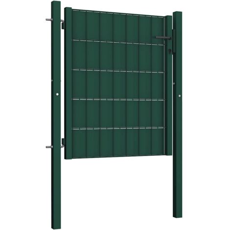 Portail de clĂ´ture en PVC et acier 100 x 81 cm vert (1/5)
