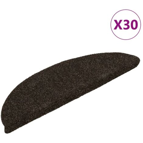 Tapis d'escalier auto-adhésifs 30 pièces 56 x 17 x 3 cm Marron foncé Demi-rond (1/5)