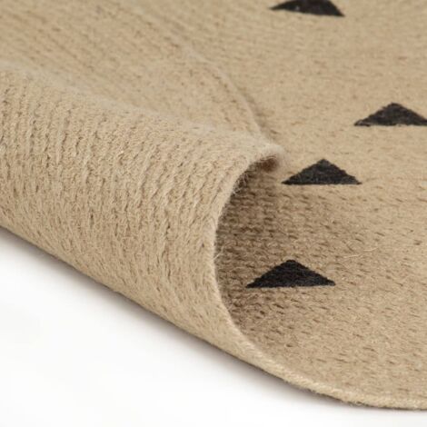 Tapis fait à la main Jute avec imprimé à triangles 120 cm (1/5)