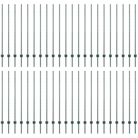Poteau de clôture. 44 pcs Vert 180 cm Acier (1/5)