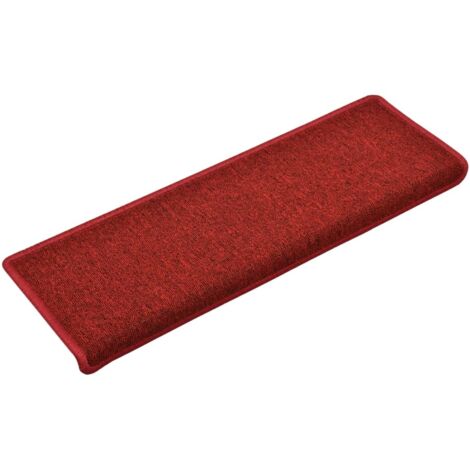 Tapis d'escalier 15 pièces 65 x 21 x 4 cm Rouge Bordure rectangulaire (1/5)