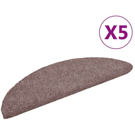 Tapis d'escalier auto-adhésifs 5 pièces 56 x 17 x 3 cm Marron clair Demi-rond (1/5)