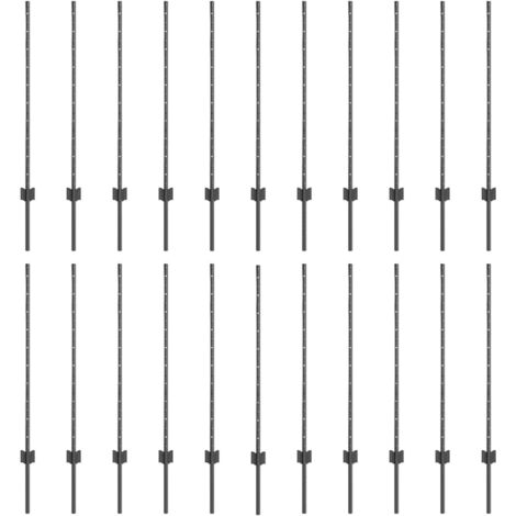 Poteau de clôture. 22 pcs Gris 140 cm Acier (1/5)