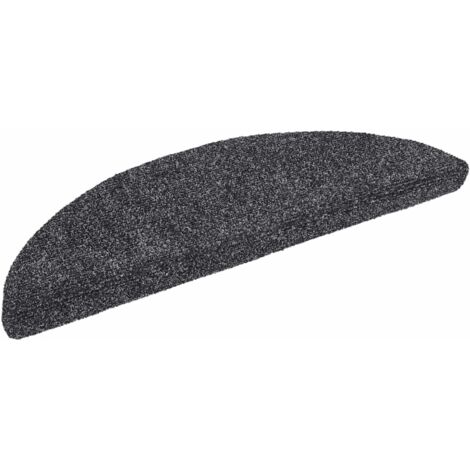 Tapis d'escalier autocollants 30 pièces 56 x 17 x 3 cm Gris foncé Demi-rond (1/5)
