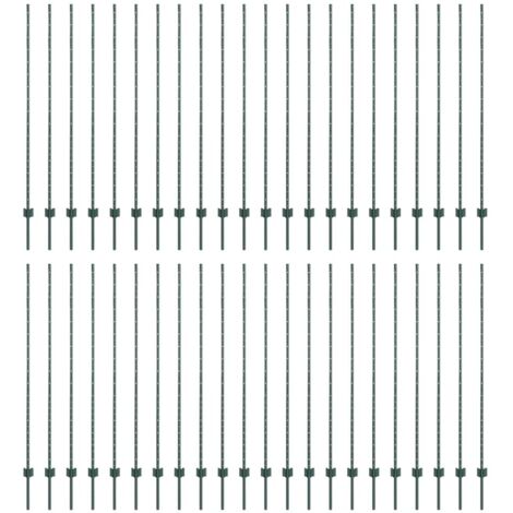 Poteau de clôture. 44 pcs Vert 200 cm Acier (1/5)