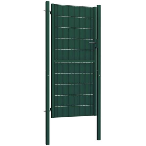 Portail de clĂ´ture en PVC et acier 100 x 124 cm vert (1/5)