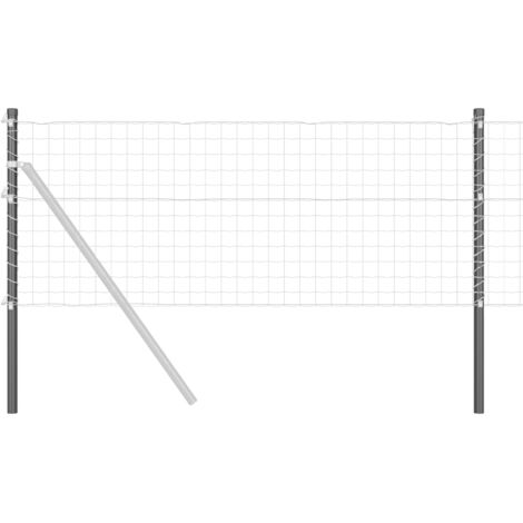 Poteau de clôture. 12 pcs Gris 70 cm Acier peint par poudre (1/5)