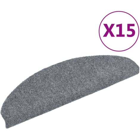 Tapis d'escalier auto-adhésifs 15 pièces 65 x 21 x 4 cm Gris clair Demi-rond Grand (1/5)
