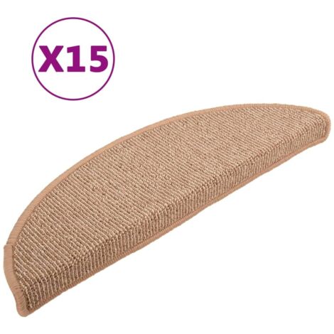 Tapis d'escalier 15 pièces 56 x 17 x 3 cm Marron clair Demi-rond (1/5)