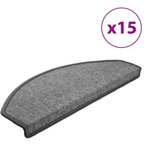 Tapis d'escalier 15 pièces 65 x 24 x 4 cm Gris foncé Demi-rond Grand (1/5)