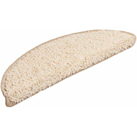 Tapis d'escalier 30 pièces 56 x 17 x 3 cm Crème Demi-rond (1/5)
