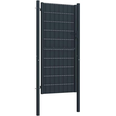 Portail de clôture en PVC et acier 100 x 124 cm anthracite (1/5)