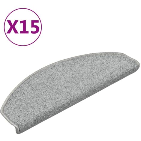 Tapis d'escalier 15 pièces 65 x 24 x 4 cm Gris clair Demi-rond Grand (1/5)