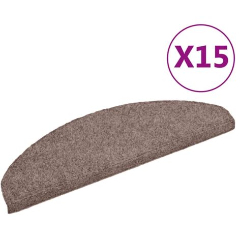 Tapis d'escalier auto-adhésifs 15 pièces 65 x 21 x 4 cm Marron clair Demi-rond Grand (1/5)