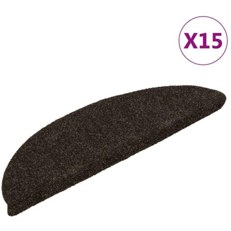 Tapis d'escalier auto-adhésifs 15 pièces 56 x 17 x 3 cm Marron foncé Demi-rond (1/5)
