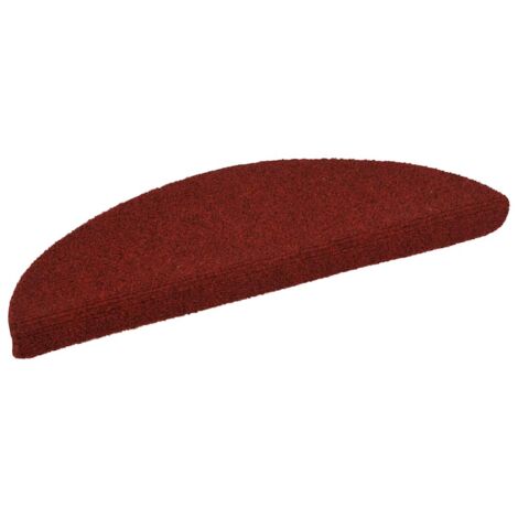 Tapis d'escalier autocollants 15 pièces 56 x 17 x 3 cm Rouge bordeaux Demi-rond (1/5)