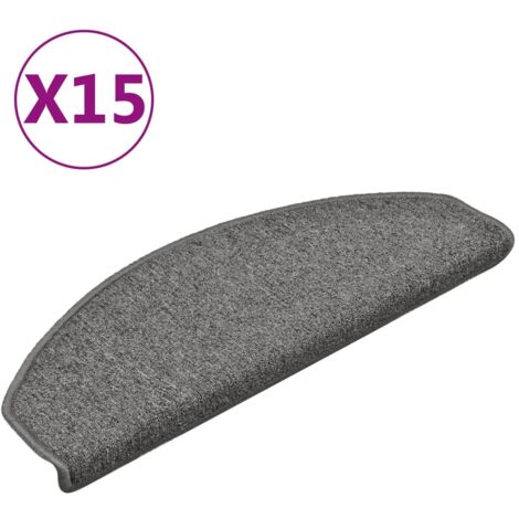 Tapis d'escalier 15 pièces 65 x 24 x 4 cm Gris foncé Demi-rond Grand (1/5)