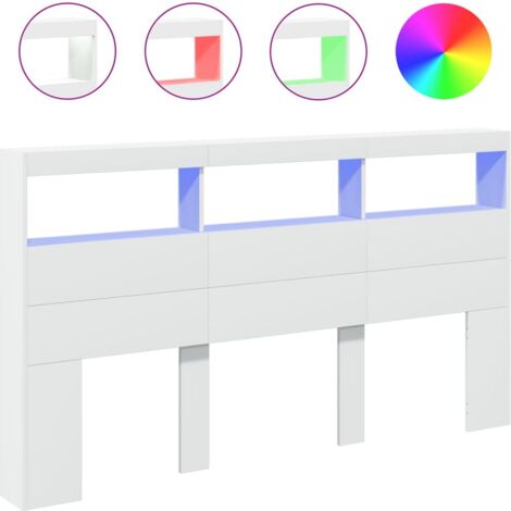 Armoire tête de lit avec LED blanc 180x17x102 cm (1/5)