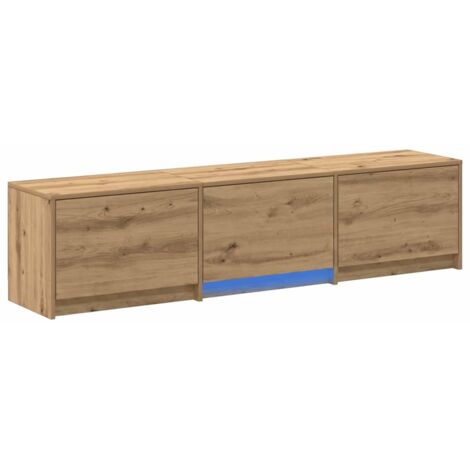 Meuble TV Banc TV Armoire TV avec LED avec tiroir Chêne artisan 165 x 34 x 40 cm (1/5)
