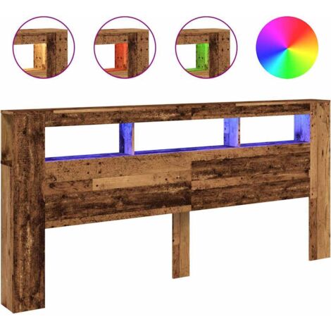 Tête de lit à LED vieux bois 220x18,5x103,5cm bois d'ingénierie (1/5)