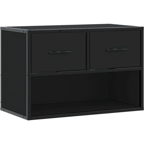 Meuble TV Banc TV Armoire TV noir 60x31x39,5 cm bois d'ingénierie et métal (1/5)