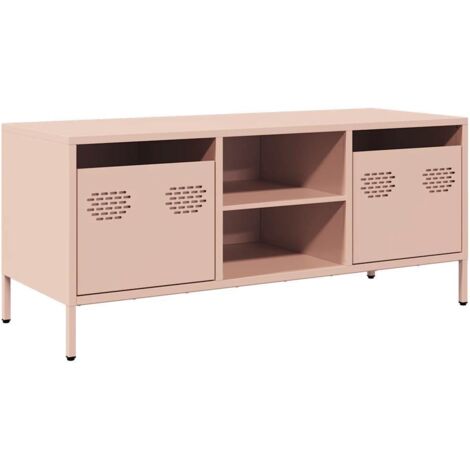 Meuble TV Banc TV Armoire TV rose 101,5x39x43,5 cm acier laminé à froid (1/5)