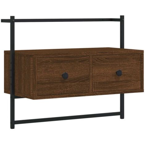 Meuble TV Banc TV Armoire TV mural chêne marron 60,5x30x51 cm bois d'ingénierie (1/5)