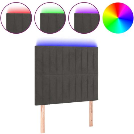 Tête de lit à LED Gris foncé 100x5x118/128 cm Velours (1/5)