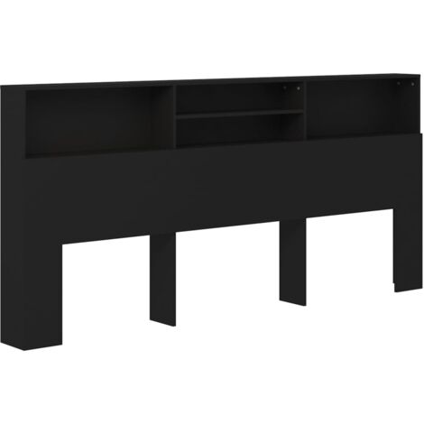 Armoire de tête de lit Noir 220x19x103,5 cm (1/5)