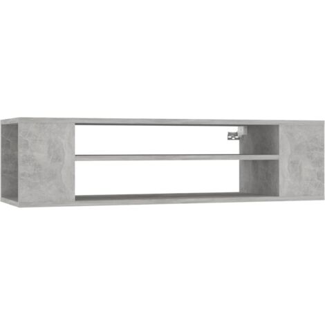 Meuble TV Banc TV Armoire TV suspendu Gris béton 100x30x26,5 cm Bois d’ingénierie (1/5)